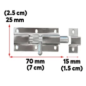 Kapı Sürgüsü Metal Krom Mavzer Sürgü Sürgülü Kilit 25x70 mm Kapı Pencere Emniyet Kilidi - 2