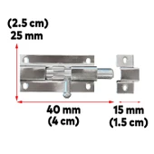 Kapı Sürgüsü Küçük Metal Krom Mavzer Sürgü Sürgülü Kilit 25x40 mm Kapı Pencere Emniyet Kilidi - 2