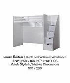 Ranza Urlu SMART 90450Çekmeceli Merdivan Çalışma Masa Karyola Yavru Karyola ElYapm - 2