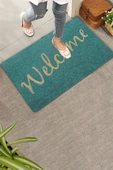 Valerine Life Turkuaz Renkli Welcome Hoş Geldiniz Kapı Önü Paspası 45x70cm thumbnail 1