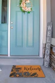 Valerine Life Lacivert Papatya Çiçekli Welcome Hoş Geldiniz Kapı Önü Paspası 45x70cm - 2