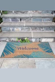 Valerine Life Mavi Palmiye Yapraklı Welcome Hoş Geldiniz Kapı Önü Paspası 45x70cm thumbnail 3