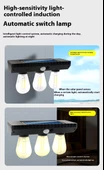 Solar Güneş Enerjili Şarjlı Aplik Lamba Hareket Sensörlü 3 Ampullu 3W - 7