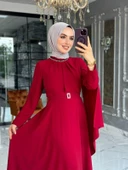 Abiye Elbise Bordo - 4