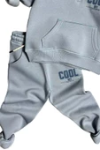 Erkek Çocuk Cool Boy Baskılı Fermuarlı Yaka Cepli Sweatshirt Buz Mavisi Eşofman Takım - 3