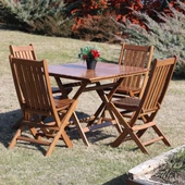 Avşa Ahşap Katlanır Bahçe Balkon Seti: 70x70 Masa + 4 Sandalye - 1