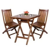Avşa Katlanır Ahşap Bahçe Balkon Seti: 80x80 Masa + 2 Sandalye - 1