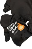Erkek Çocuk Alev ve Yazı Baskılı Çift Tarafbaskı Sweatshirt Penye Siyah Eşofman Takım - 3