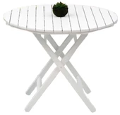 Ürgüp Pamukkale Ahşap Katlanır Beyaz Set : 90lık Masa + 2 Adet Sandalye Bahçe Takımı - 6