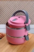 Sefer Tası Yemek Termosu Saklama Kabı Termosu 2li - Çelik Pembe - 4