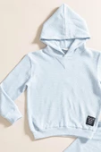 2'li Kapişonlu Mavi Waffle Sweat Jogger Alt Üst Takım - 2