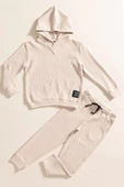 2'li Kapişonlu Taş Waffle Sweat Jogger Alt Üst Takım thumbnail 1