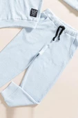 2'li Kapişonlu Mavi Waffle Sweat Jogger Alt Üst Takım - 3