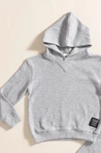 2'li Kapişonlu Koyu Gri Waffle Sweat Jogger Alt Üst Takım - 2
