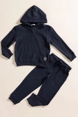 2'li Kapişonlu Lacivert Waffle Sweat Jogger Alt Üst Takım - 1