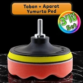 Oto Araç Araba Pasta Cila Polisaj Yumurta Ped + 115 mm Taban + Matkap Adaptörü Parlatıcı Çizik Giderici 3'Lü SET - 1