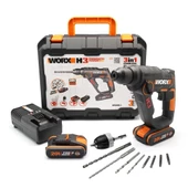 WORX WX390.1 20Volt 2.0Ah. Li-ion 1.2J Profesyonel SDS-Plus Pnömatik Çift Akülü Şarjlı Matkap + 8 Adet Uç + Mandren - 1