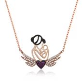 925 Ayar Gümüş Kalpli Anne Ve Çocuk Gümüş Kolye thumbnail 1