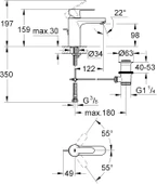 GROHE TEK KUMANDALI ORTA YÜKSEK LAVABO BATARYASI M-BOYUT 23454000 - 5