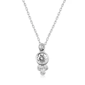 925 Ayar Gümüş Çiğ Damlası Yuvarlak Tektaş Bayan Gümüş Kolye thumbnail 1