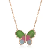 925 Ayar Gümüş Minimal Kelebek Bayan Gümüş Kolye thumbnail 1