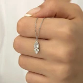 925 Ayar Gümüş Çiğ Damlası Tektaş Kadın Gümüş Kolye thumbnail 4