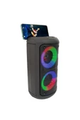 Torima KTS-1296 Siyah Telefon Tutacaklı RGB Ledli Taşınabilir Bluetooth Hoparlör Parti Speaker thumbnail 2