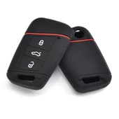 Volkswagen Passat B8 Arteon Skoda Super B Silikon Anahtar Kılıf (KIRMIZI ÇİZGİLİ) thumbnail 1