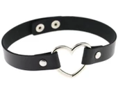 Siyah Deri Tasma Kalp 35 cm Choker Bayan Kolye Takı - 3