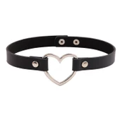 Siyah Deri Tasma Kalp 35 cm Choker Bayan Kolye Takı - 2