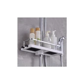 Banyo Direğine Asılabilir Köşelik Şampuanlık Sabunluk Çift Askılı Düzenleyici Raf Paslanmaz - 3