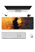 SonicTouch UltraGrand Gölge Samuray Gamer Oyuncu Xxl Sarı Siyah Klavye Mouse Pad 40x90Cm - 1