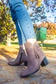 Mergenshoes 0186 Vizon 5 Cm Topuk Termo Taban Süet Kadın Bot - 2