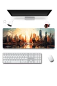 SonicTouch UltraGrand Gün Batımı Metropolis Temalı Gamer Oyuncu Xxl Klavye Mouse Pad 40x90Cm - 1