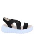 Mergenshoes K101 Siyah Lastik Bantlı Günlük Çapraz Kadın Sandalet - 1