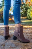 Mergenshoes 0186 Vizon 5 Cm Topuk Termo Taban Süet Kadın Bot - 1