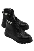 Mergenshoes MF1007 Siyah Tiriko Cilt Kışlık Bağcıklı Kadın Bot - 2