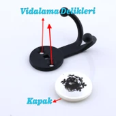 Misket Askı Siyah Dolap Askılık Askılığı Duvar Vestiyer Banyo Mutfak Elbise Kıyafet Askısı Siyah - 5