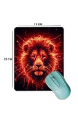 SonicTouch Kırmızı Neon Aslan Pürüzsüz Yüzey Kaymaz Taban Dikişsiz Kenar Gamer Oyuncu Mouse Pad 19x23cm - 2