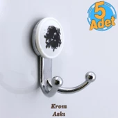 Misket 5 Adet Gümüş Vestiyer Dolap Askılık Askılığı Duvar Banyo Mutfak Elbise Kıyafet Askısı Krom - 1