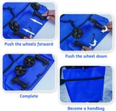 Valkyrie Katlanabilir Pazar Arabası Pazar Çantası Çok Amaçlı Çanta Tekerlekli Market Çarşı Arabası - 5