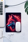 SonicTouch Kırmızı Neon Kurt Pürüzsüz Yüzey Kaymaz Taban Dikişsiz Kenar Gamer Oyuncu Mouse Pad 19x23cm - 1