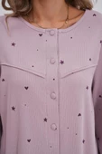 Mecit 6151 Bayan Lila Boydan Düğmeli Büyük Beden Pijama Takımı thumbnail 4