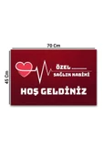 Valerine Life İsme, Kişiye veya Firmaya Özel Sağlık Kabini Kırmızı Hoş Geldiniz Kapı Önü Paspası 45x70cm - 2