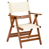 Marmaris Katlanır Ahşap Bahçe Balkon Sandalyesi (2 Adet) - Kolçaklı, PVC Kumaşlı - 1
