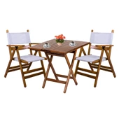 Marmaris Katlanır Ahşap Bahçe Balkon Sandalyesi -Kolçaklı, PVC Kumaşlı (Atina PVC Chair) - 9