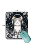 SonicTouch Müzik Sever Kedi Temalı Pürüzsüz Yüzey Kaymaz Taban Dikişsiz Kenar Gamer Oyuncu Mouse Pad 19x23cm - 2