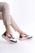 Kadın Hakiki Deri Kalın Taban Bağcıklı Çok Renkli Günlük Spor Ayakkabı Sneaker - 1