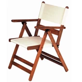 Marmaris Katlanır Ahşap Bahçe Balkon Sandalyesi (2 Adet) - Kolçaklı, PVC Kumaşlı - 5