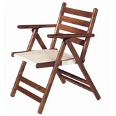 Marmaris Katlanır Ahşap Bahçe Balkon Sandalyesi -Kolçaklı, PVC Oturumlu - 2